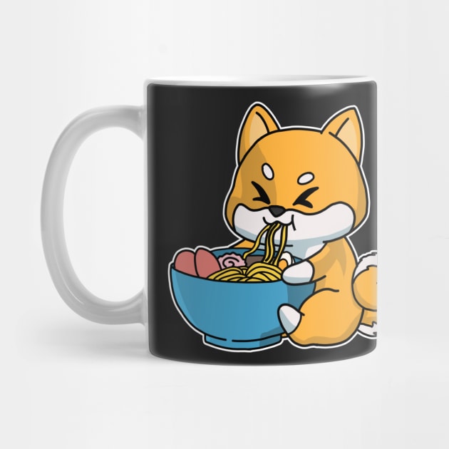 Anime Kawaii Ramen Eating Fox Japanese Noodles by Mesyo